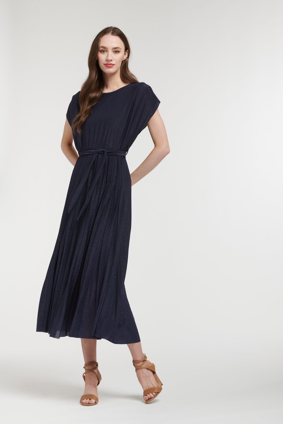 Lucinda Lurex Dress Midnight Blue