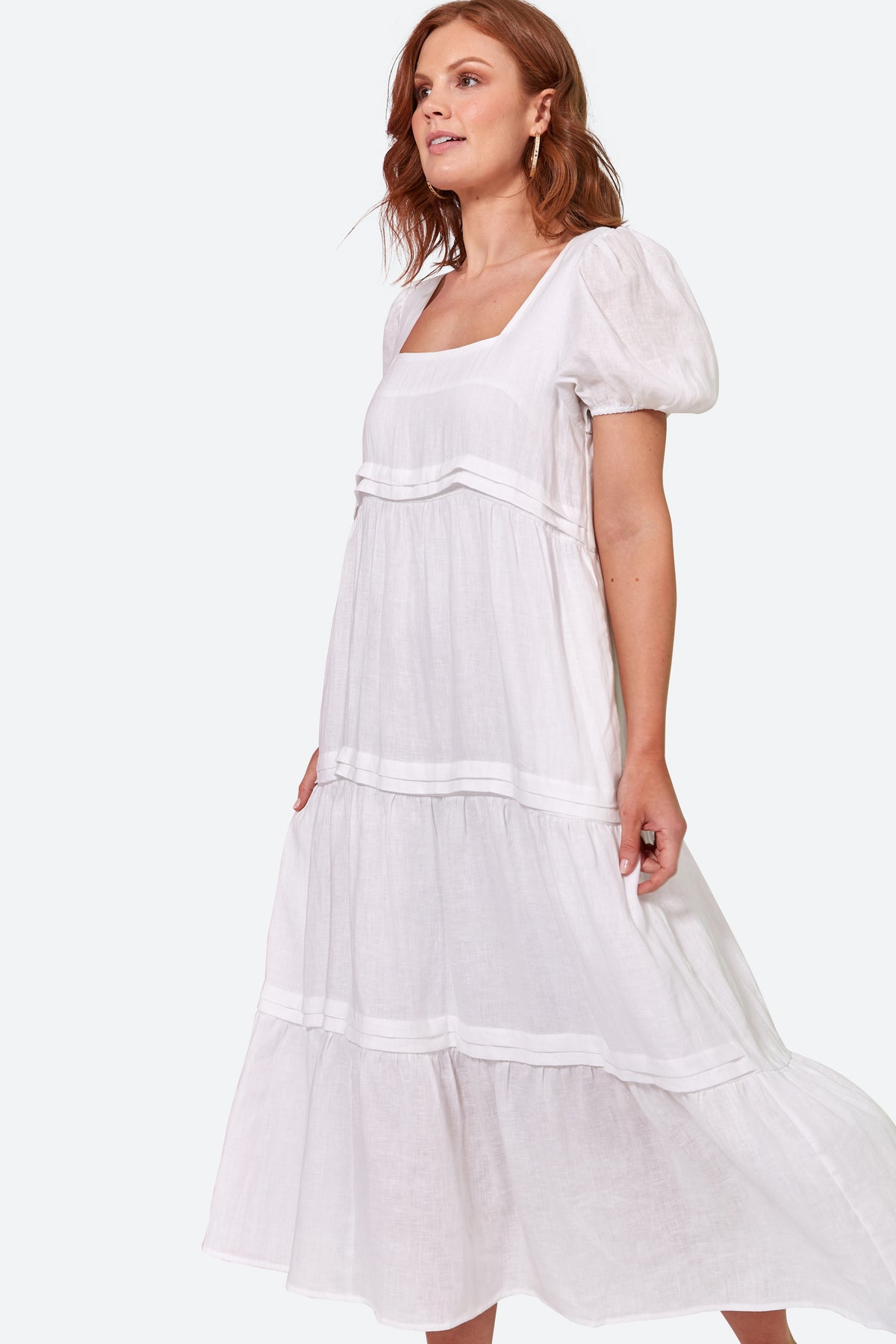 La Vie Pintuck Maxi Dress - Blanc