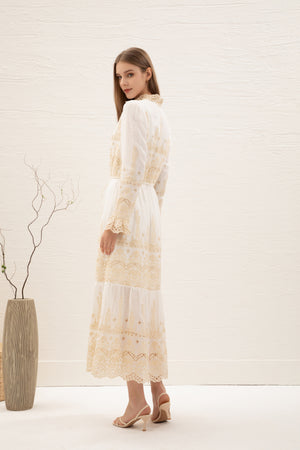 Lina Embroidered Midi Dress