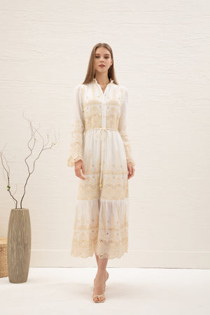 Lina Embroidered Midi Dress