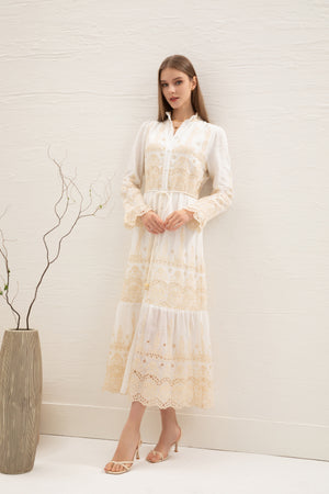 Lina Embroidered Midi Dress