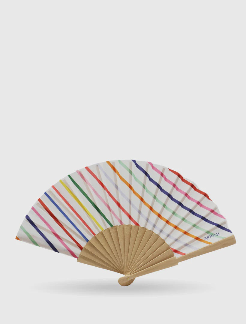 Hand Fan Multi Stripe