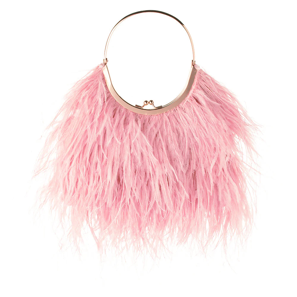 Penny Feathered Bag Blush