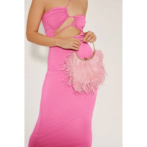 Penny Feathered Bag Blush