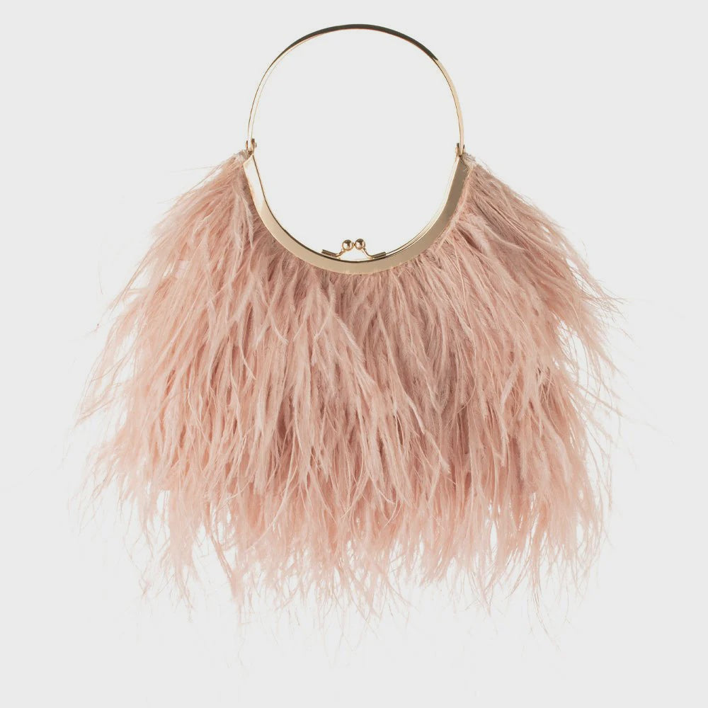 Penny Feathered Bag Nude