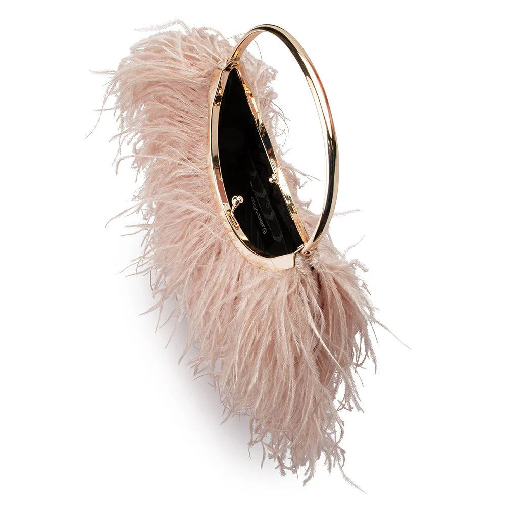 Penny Feathered Bag Nude