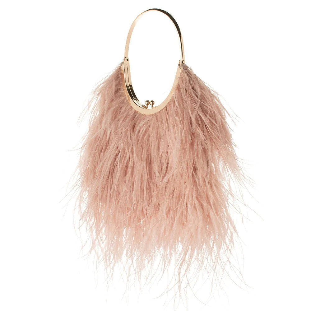 Penny Feathered Bag Nude