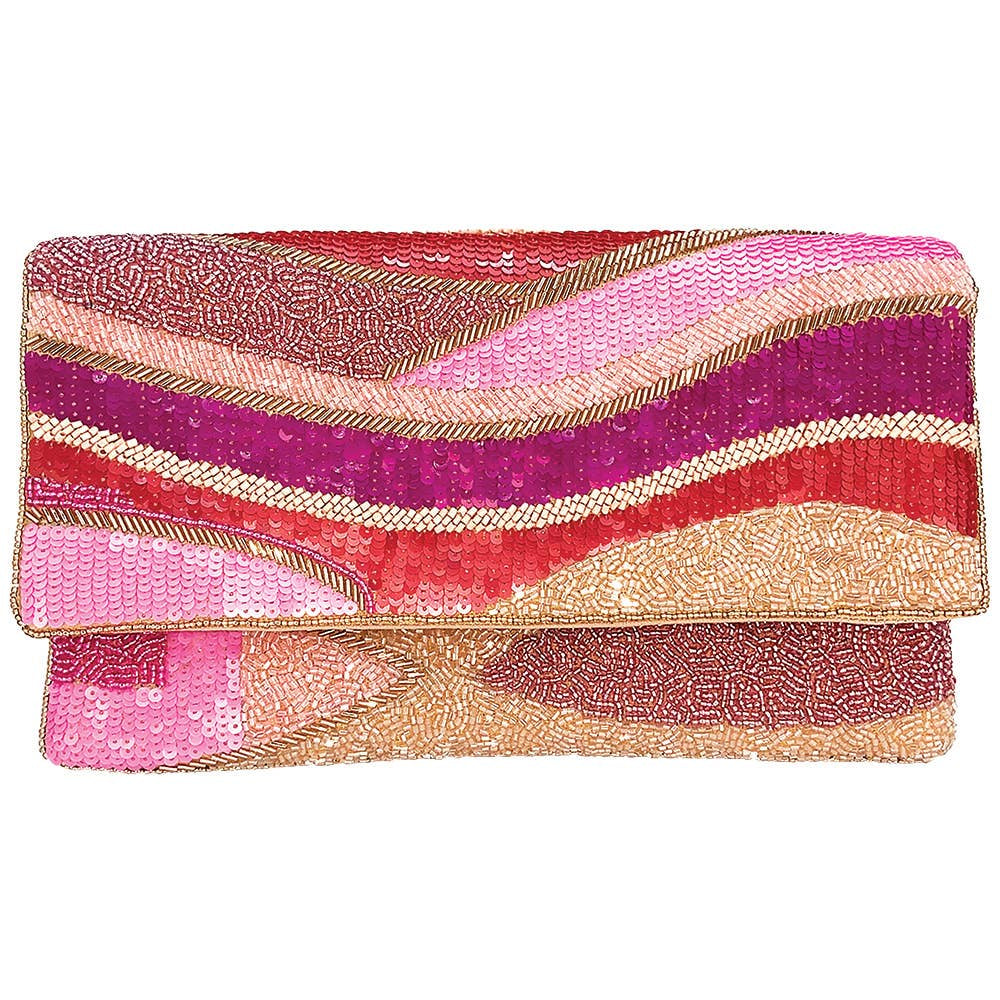 Pastel Pink Beaded Clutch