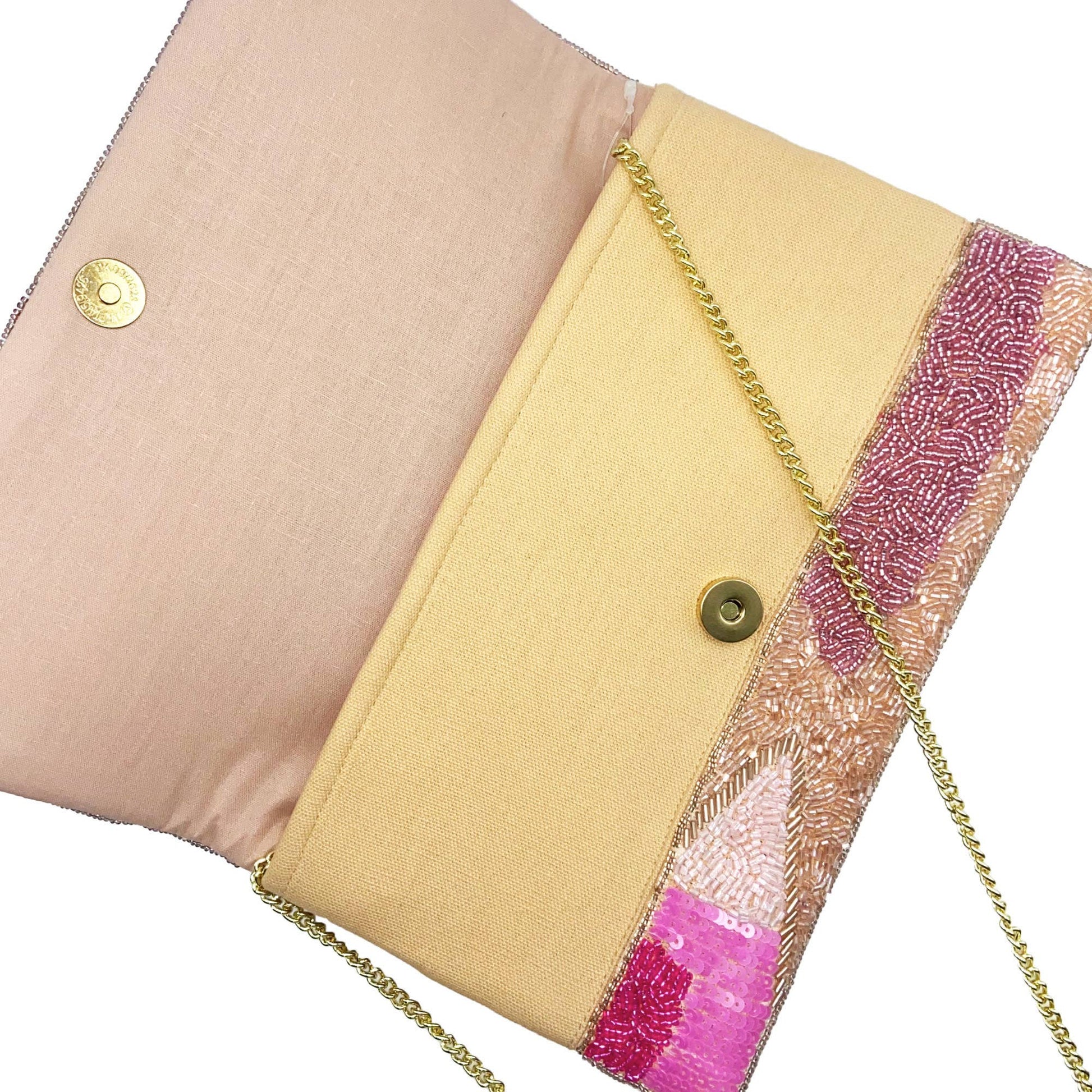 Pastel Pink Beaded Clutch