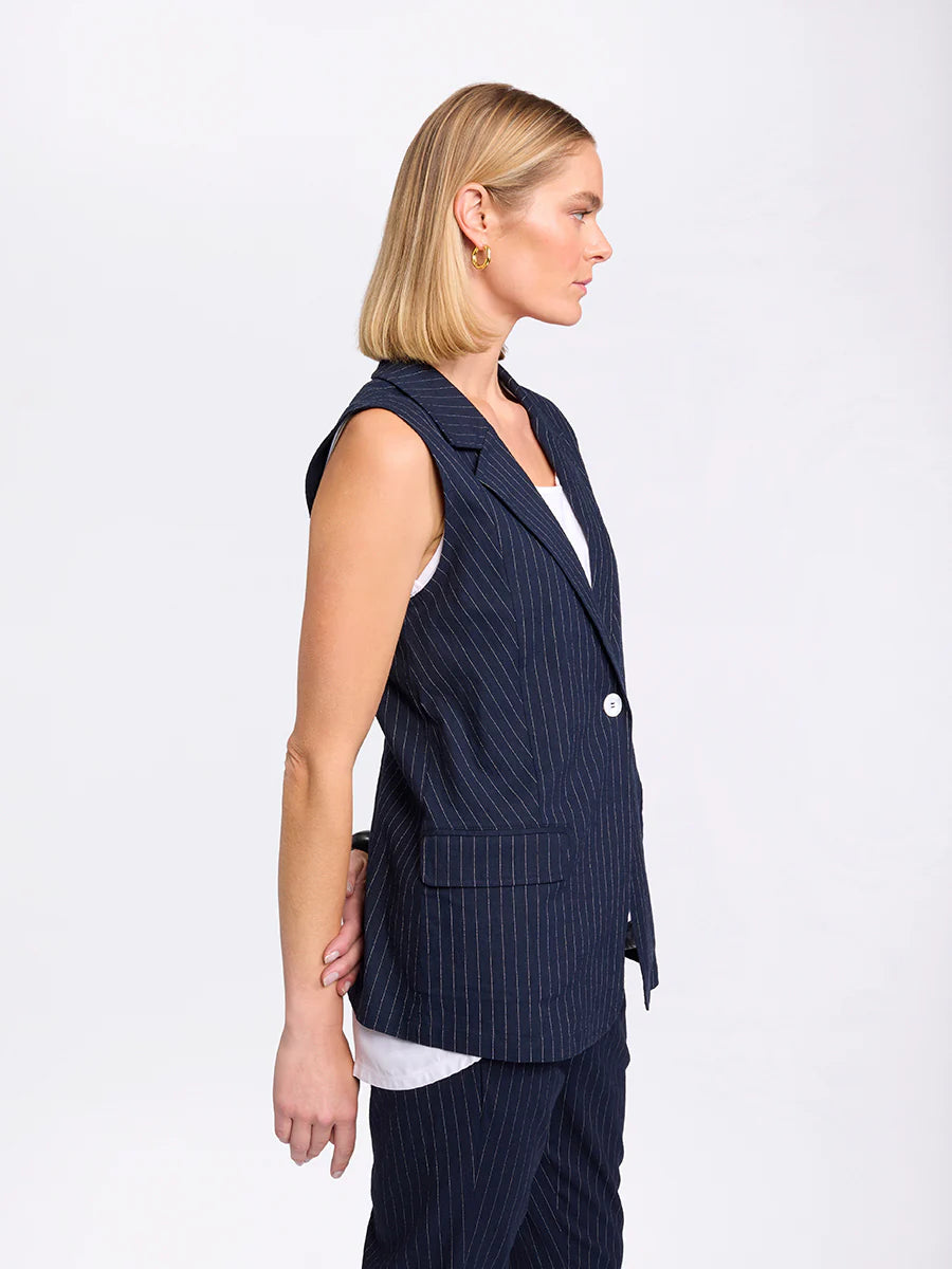 Pinstripe Vest Navy