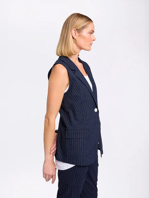 Pinstripe Vest Navy