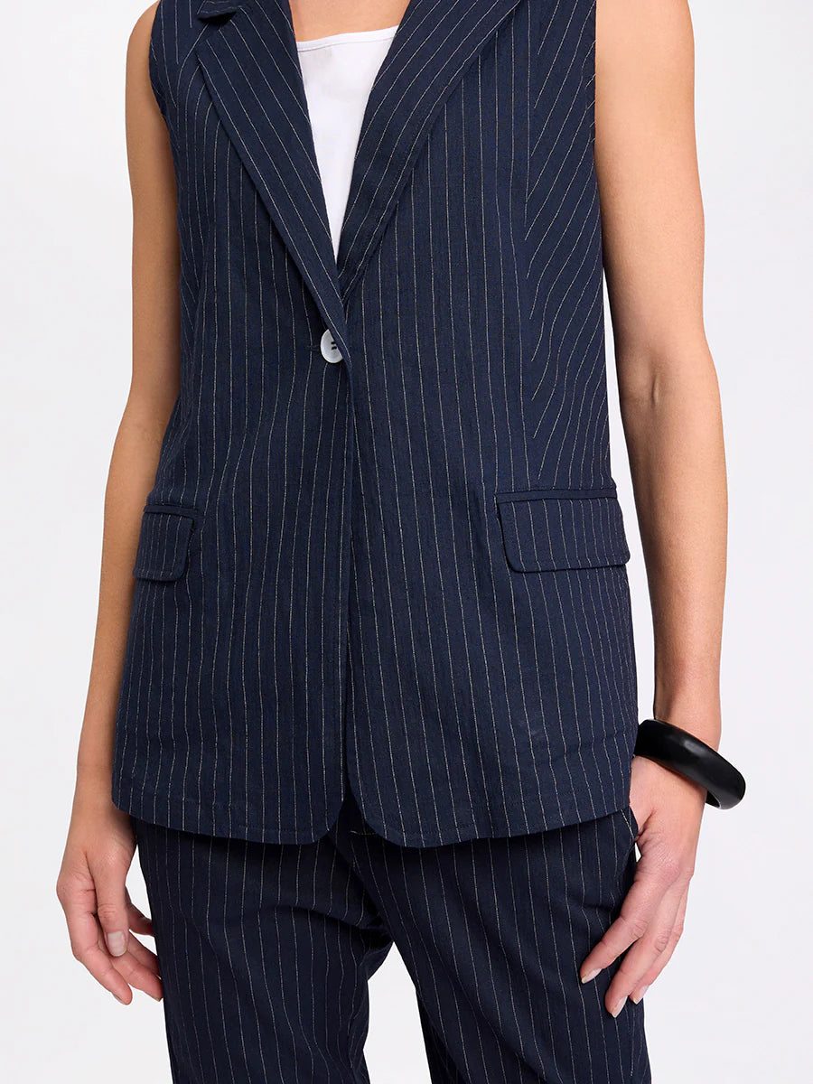 Pinstripe Vest Navy