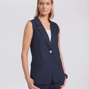 Pinstripe Vest Navy