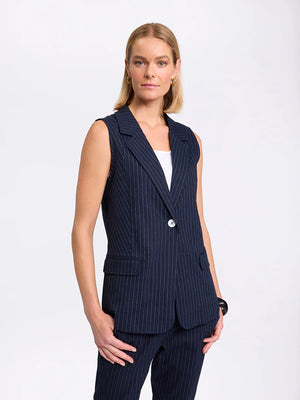 Pinstripe Vest Navy