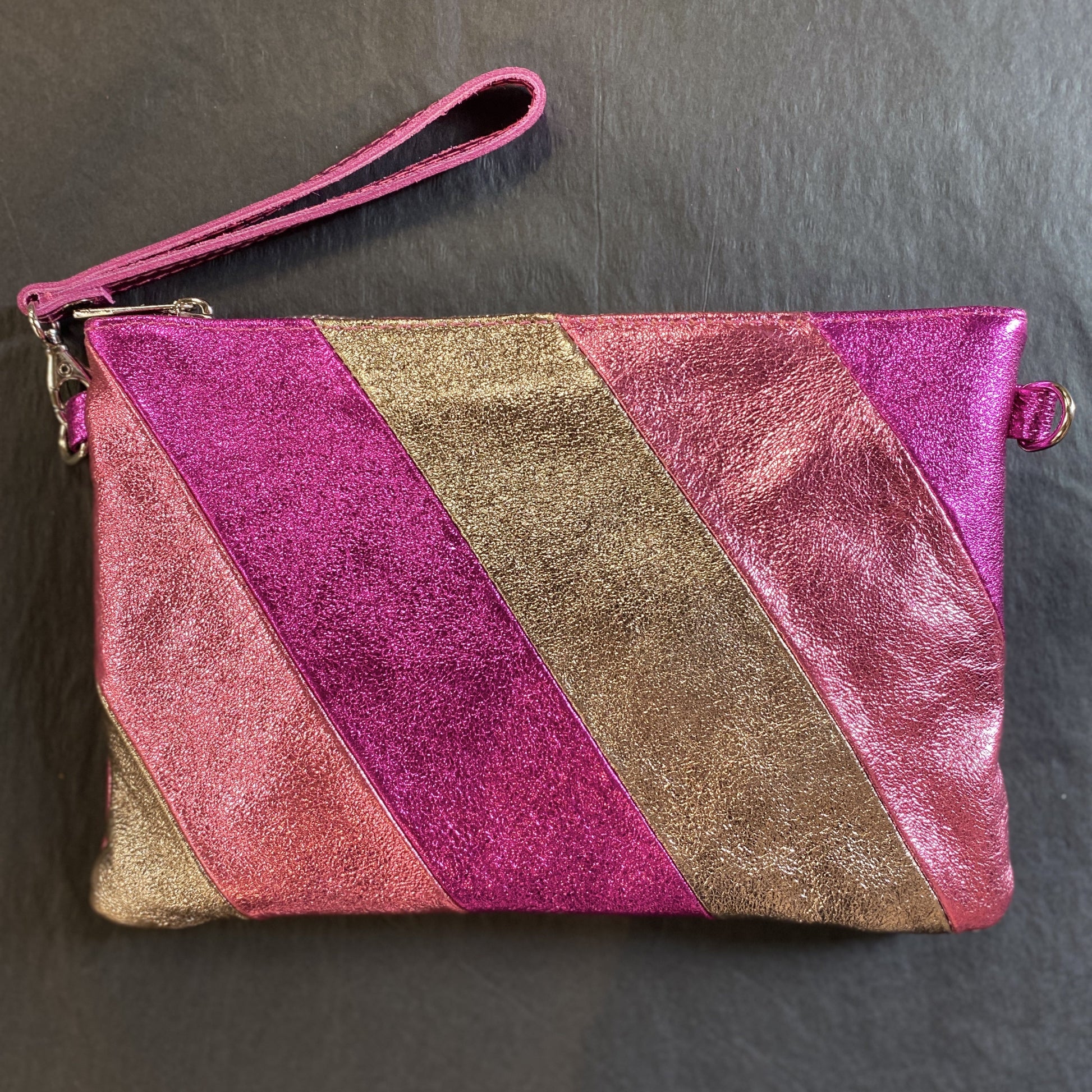 Disco Foiled Leather Clutch