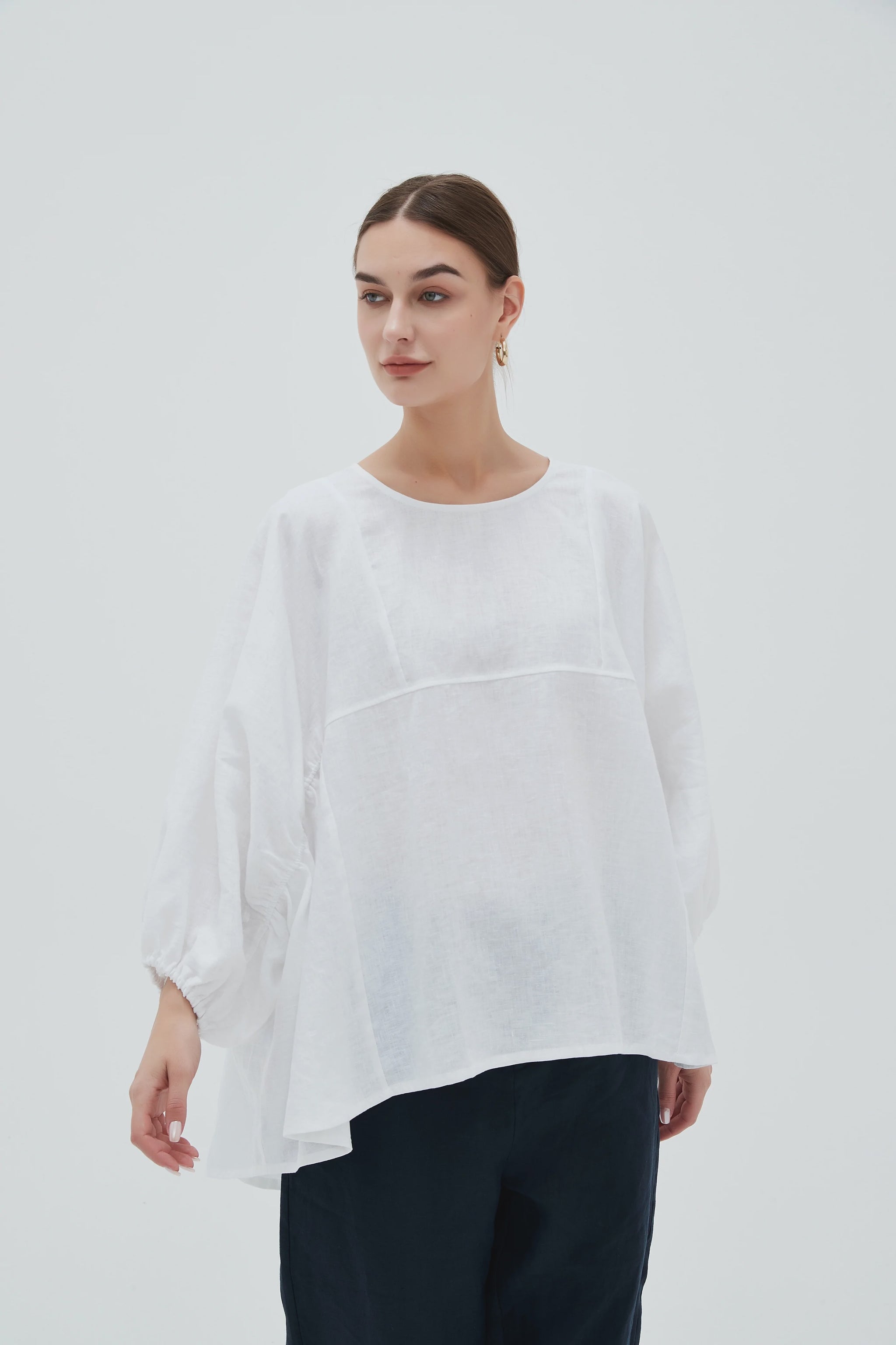 Elastic Gather Volume Blouse - Antica Home Life And Style