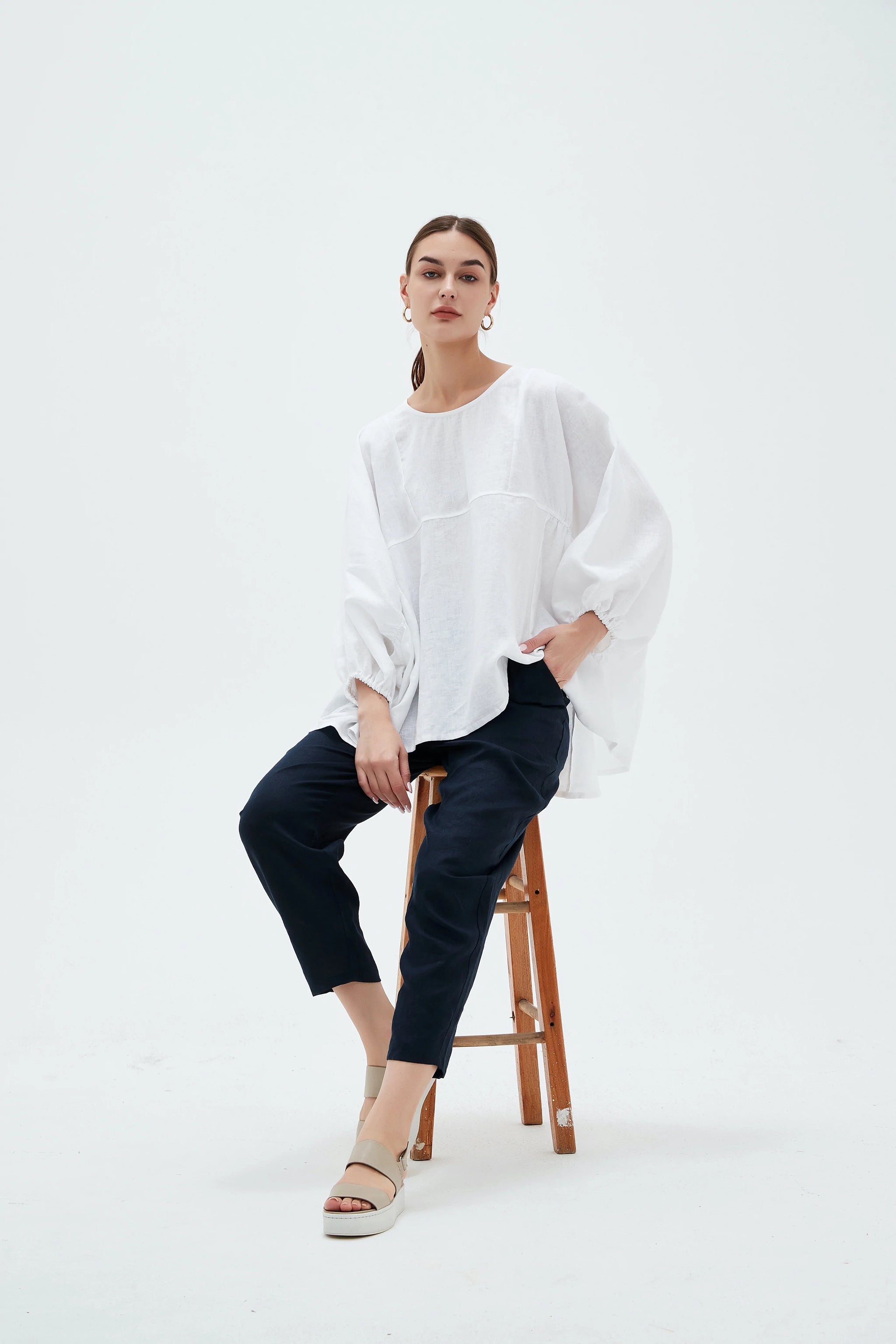 Elastic Gather Volume Blouse - Antica Home Life And Style