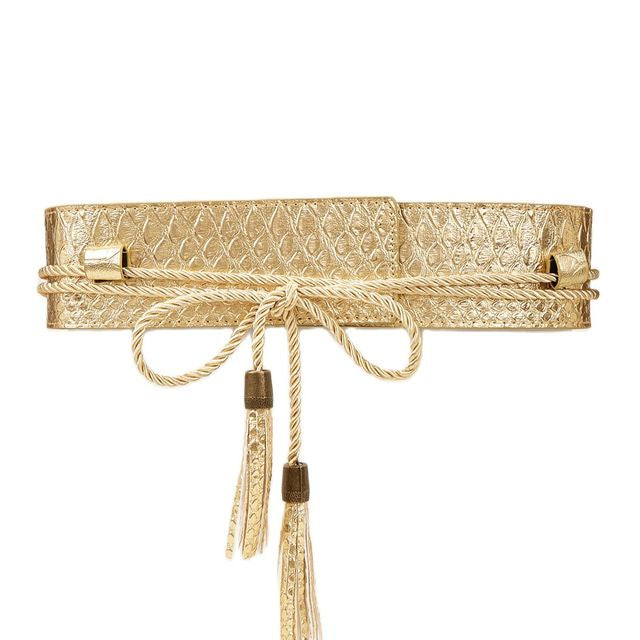 Faux Croc Belt - Gold