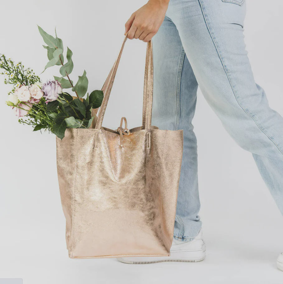 Metallic Tote Large - Old Gold