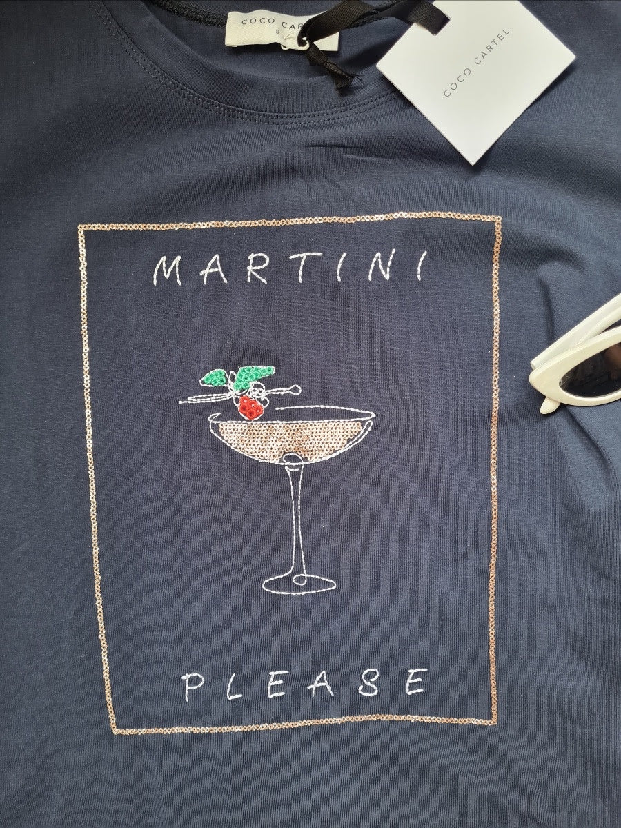 Martini Please Tee - Navy