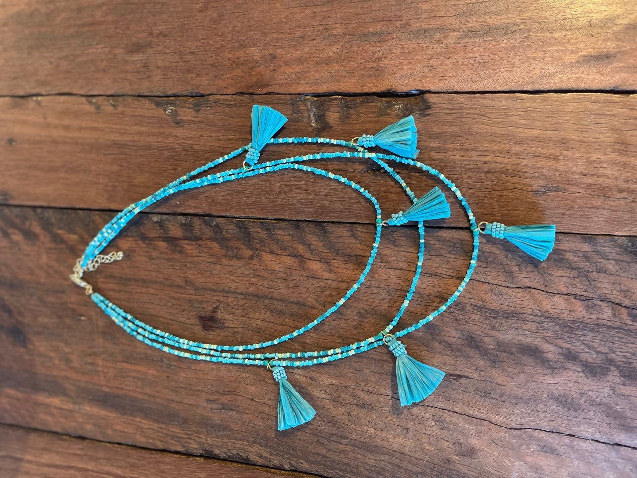 Tiered Tassel Necklace Turquoise